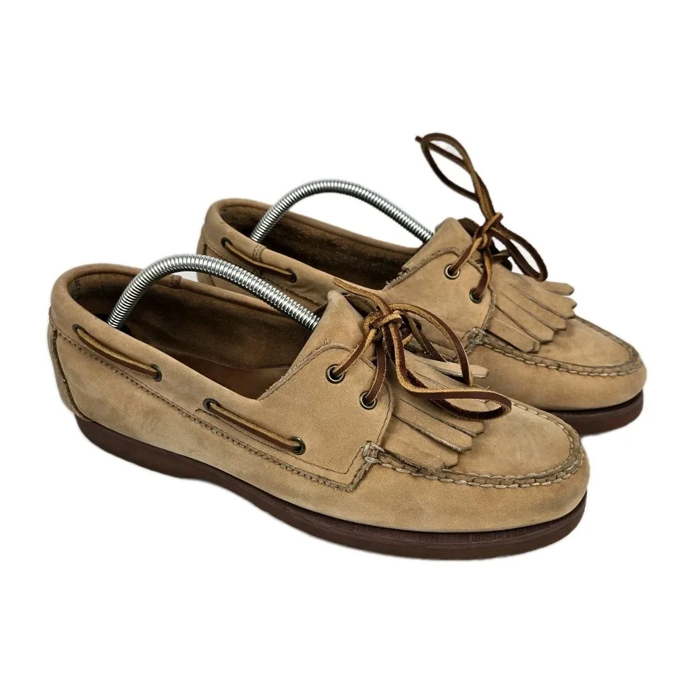 Vintage Polo Country Rough Suede Fringe Loafers Men's 10D Boating Preppy VTG